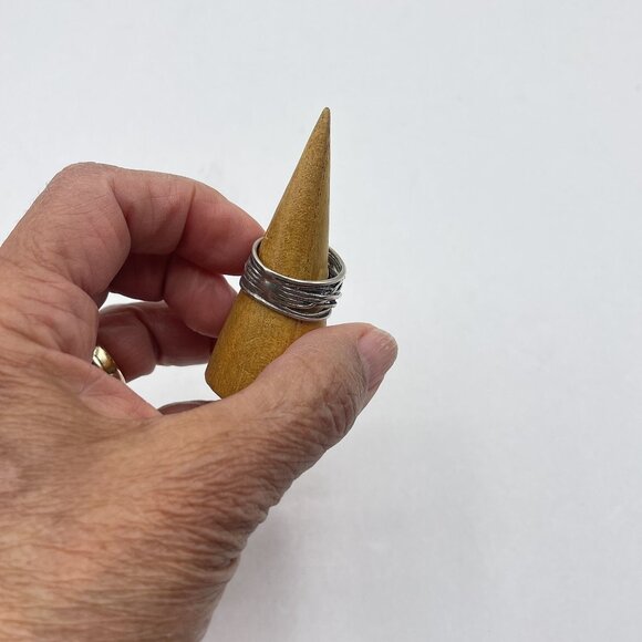 Handcrafted 925 Silver Ring With Large Clear Gemstone Intricate Band Design Size - Picture 9 of 10